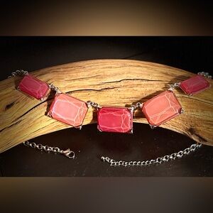 Pink and Coral Faceted Stone Necklace- Women Jewelry
